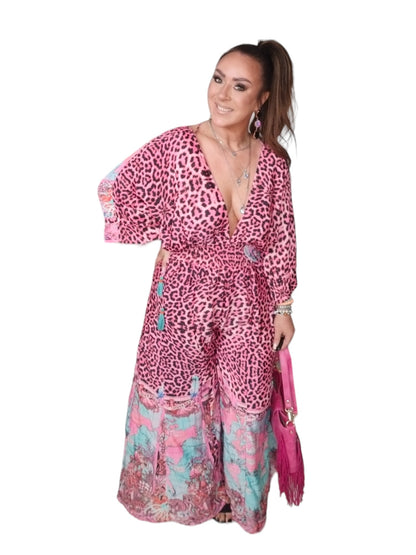 Jumpsuit aus Seide Leo in pink