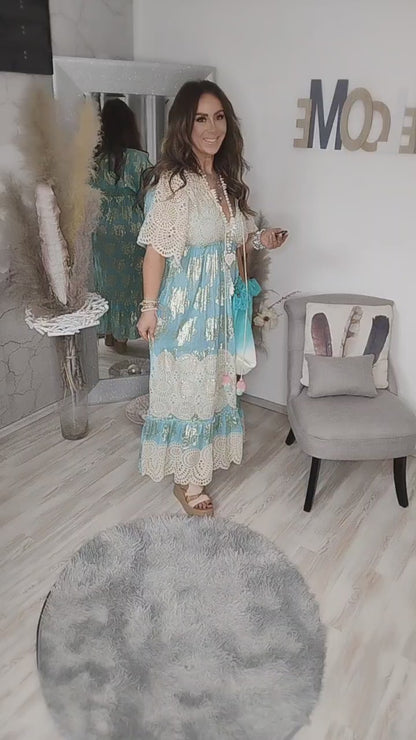 Maxikleid  Boho in türkis